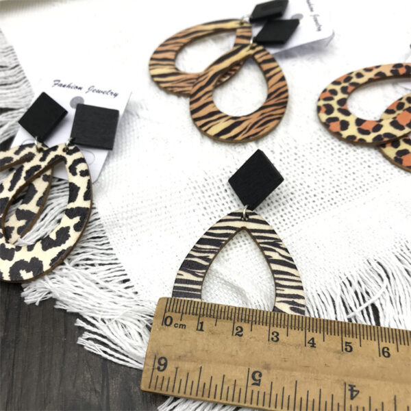 Wholesale Leopard Zebra Vintage Wood Earrings