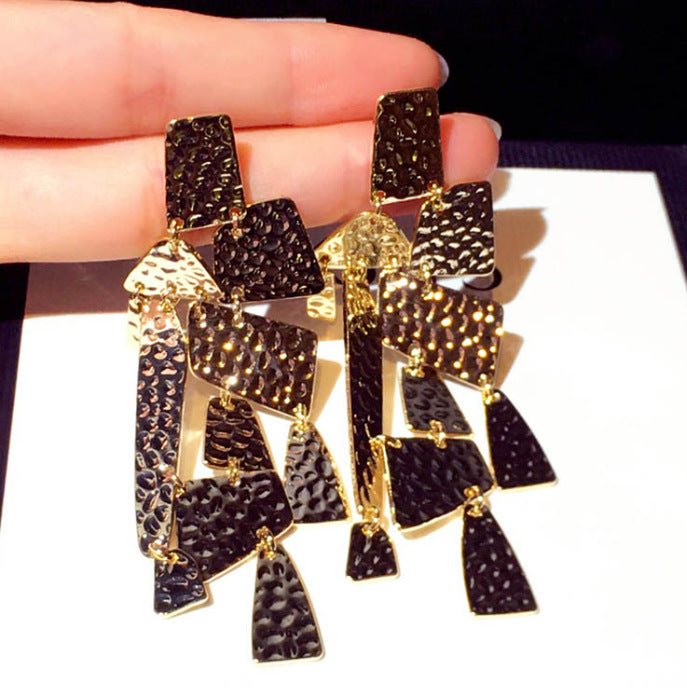 Wholesale Exaerated Long Geometric Copper Stud Earrings