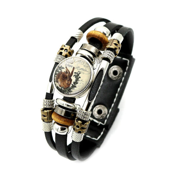 O1CN01dsYszu2M0ss8q7bQw_3423129766-0-cib Wholesale Easter Rabbit Button Woven Beaded Leather Bracelet