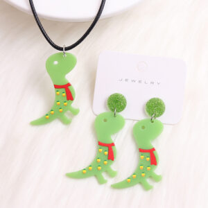 Red Scarf Green Dinosaur-suit