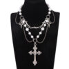 Wholesale Imitation Pearl Tassel Cross All-match Fashion Necklace