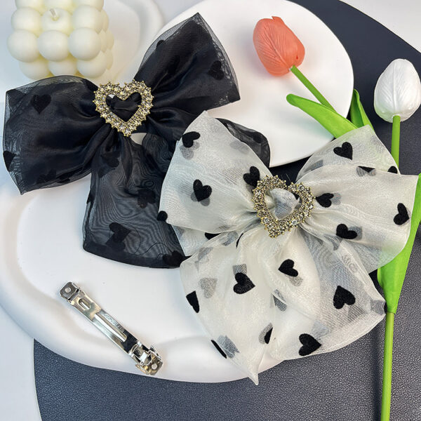 O1CN01duE56k1wtgArVYe5e_2215496206366-0-cib Wholesale Mesh Bow Side Clip Small Fragrant Printed Rhinestone Spring Clip