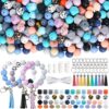 Wholesale 225 Colored 15mm Silicone Loose Beads DIY Wrist Keychain Kit
