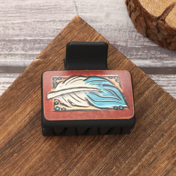 Wholesale Western Style Sunflower Feather Leather Hairpin Shark Clip Combination