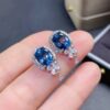 Wholesale Imitation Natural London Blue Topaz Copper Earrings