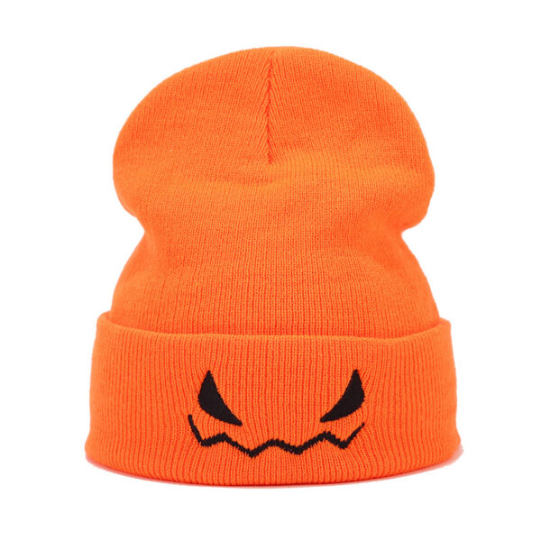 Wholesale Halloween Pumpkin Little Devil Embroidery Knitted Beanie