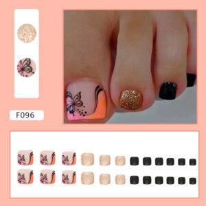 Wholesale Black Glitter Bright Oil Butterfly Feet Nail Stickers