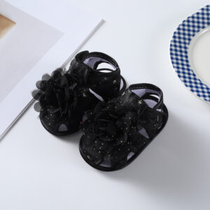 Black sandals with little golden flowers / 11 yards within 10.5cm long