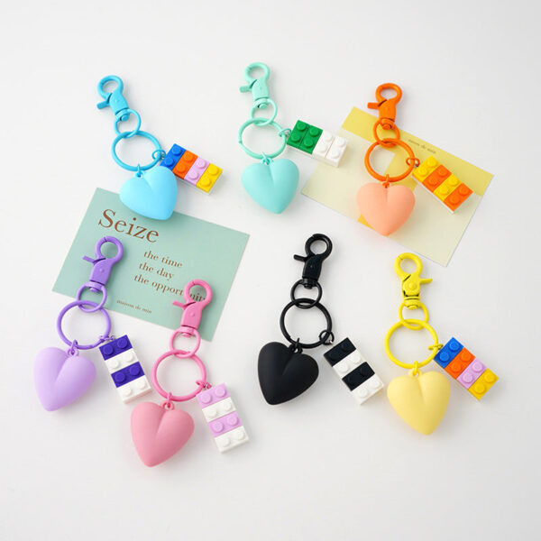 Wholesale Acrylic Building Block Love Keychain