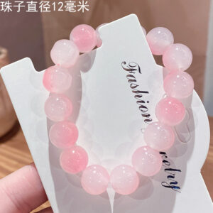Cherry powder 12mm two-color gradient ice through glass bracelet