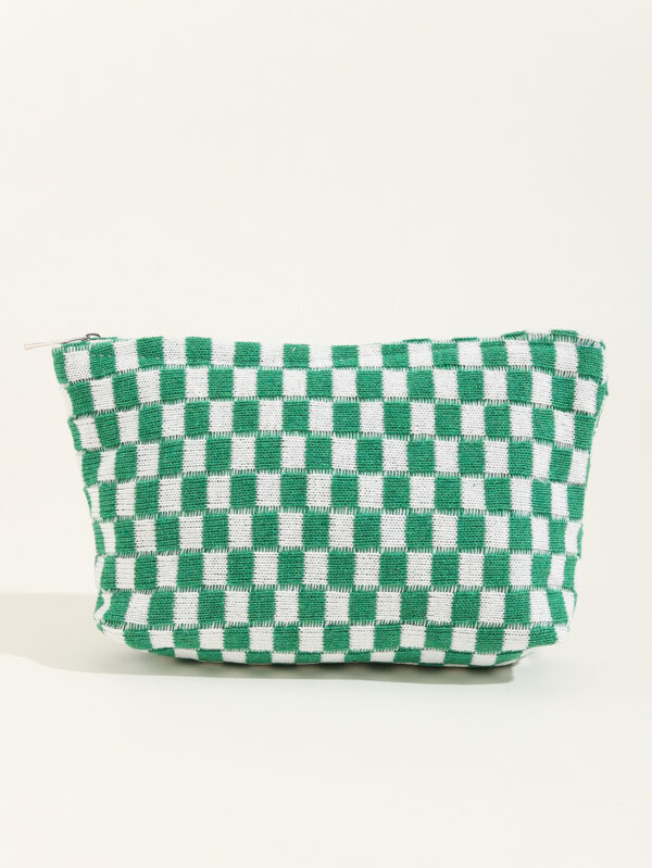 Wholesale Large Wool Checkerboard Large Capacity Pencil Case Knitted Storage Bag