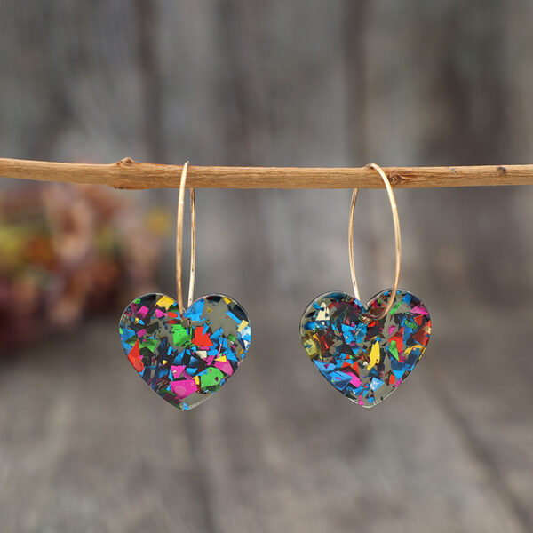 Wholesale Valentine's Day Collection Hyuna Style Sequin Transparent Heart Shape Multicolor Women's Earrings