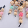 Wholesale Silicone Rose Wood Beads Beaded Keychain