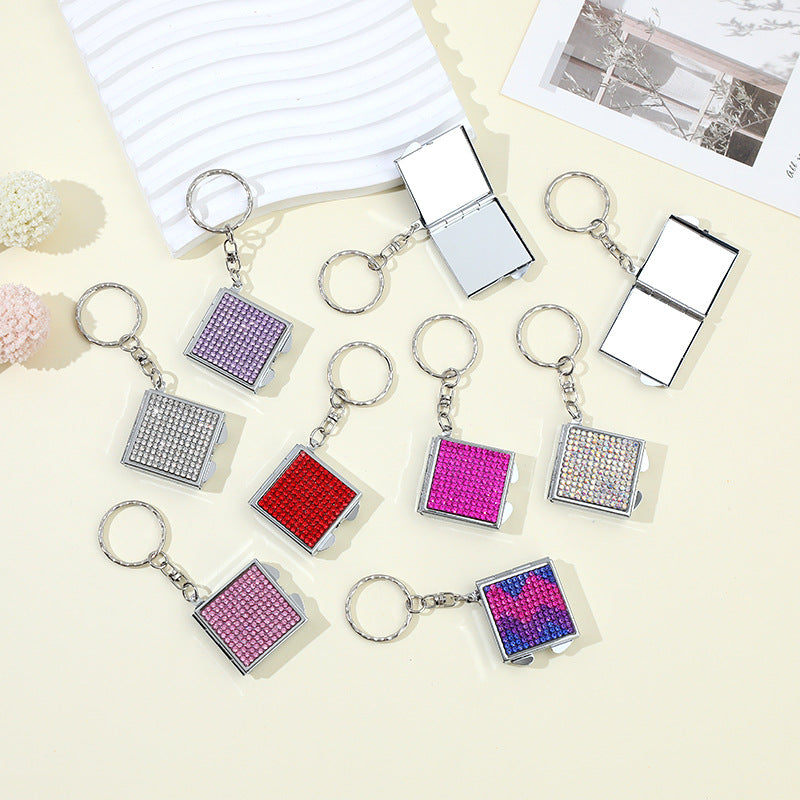 Wholesale Rhinestone Mini Make Mirror Keychain