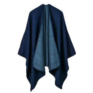 Classic solid color double-sided shawl navy blue / 135-175CM