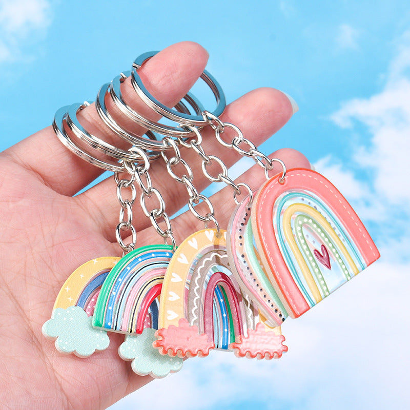 Wholesale Acrylic Rainbow Keychain School Bag Aessories Pendant