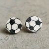Wholesale Event Sports Accessories Heart Shaped Ball Wooden Earrings