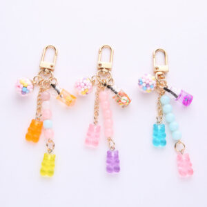 Wholesale Candy Bears Iridescent Gummy Candy Crystal Keychains