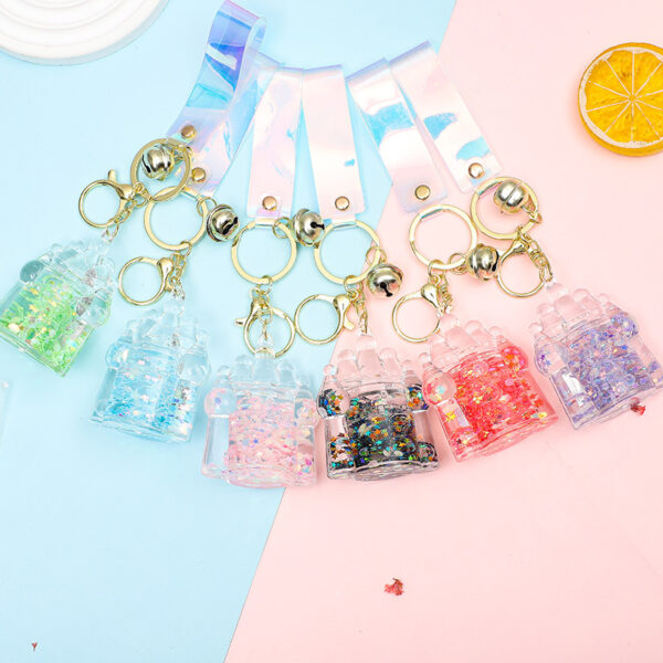Wholesale New Acrylic Oiled Luminous Castle Quicksand Bottle Keychain