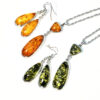 Wholesale Imitation Amber Water Drop Alloy Necklace Earrings Set