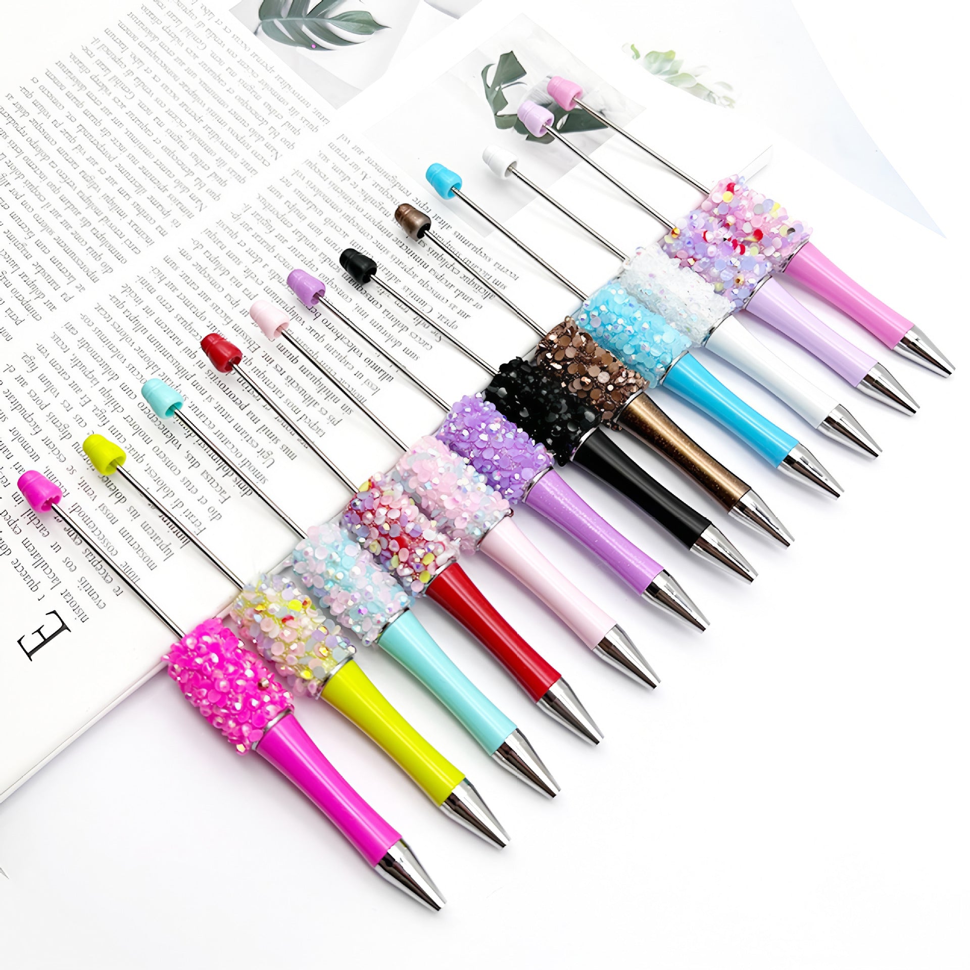 Wholesale Beadable Pens Petal Sequin Resin Diamond Ballint Pen