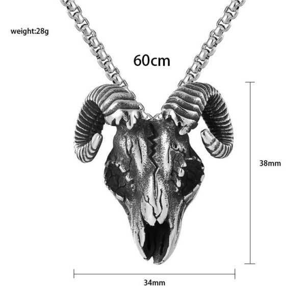 Wholesale Jewelry Alloy Ram Head Skull Pendant Necklace