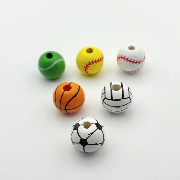 Wholesale Ball Series Printed Wooden Beads