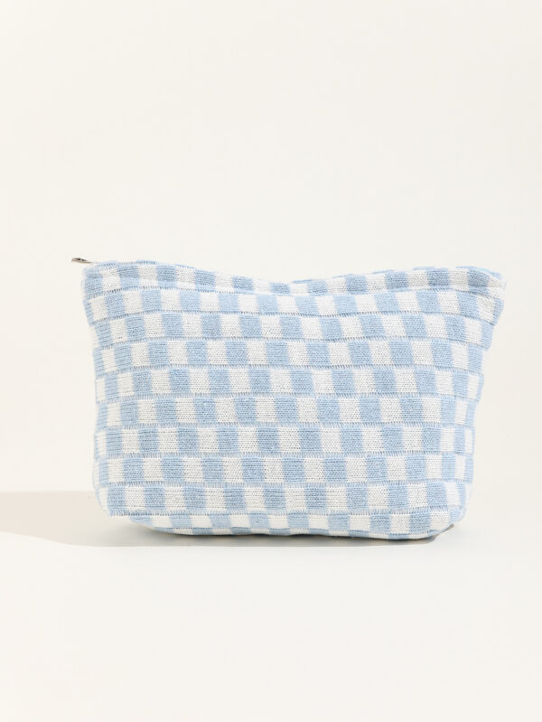 Wholesale Large Wool Checkerboard Large Capacity Pencil Case Knitted Storage Bag