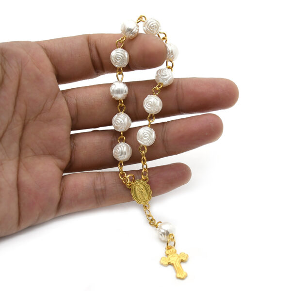 Wholesale Pearl Rose Sacred Heart Baptism Beads Rosary Bracelet