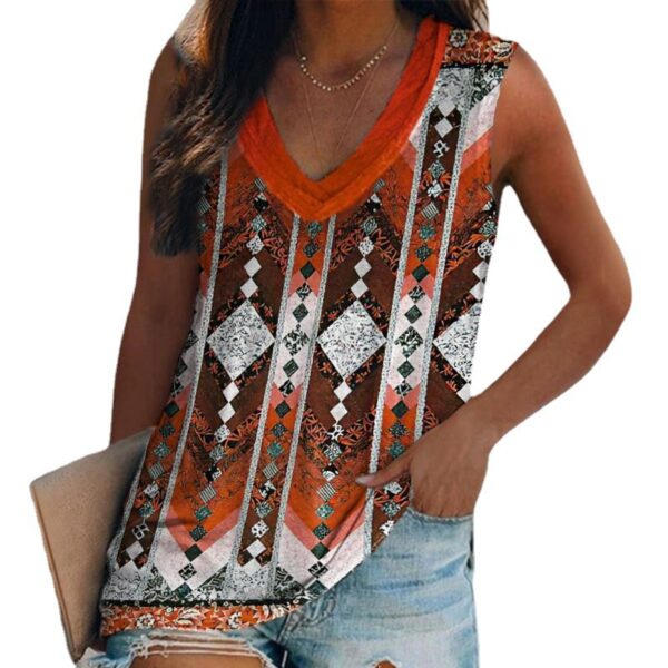 Wholesale Retro 3D Printed V-neck Loose Polyester Vest