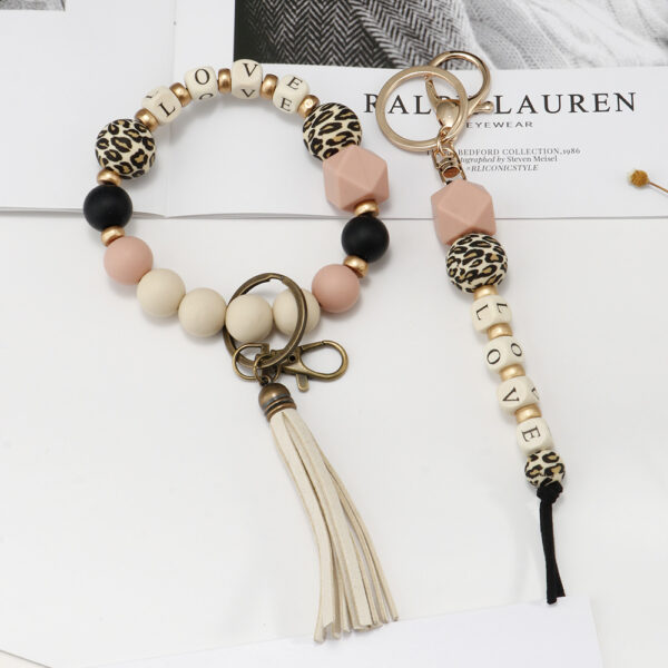 Wholesale Mother's Day Silicone Beads Wrist Keychain