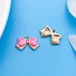 1 oil drop rose red bow 15.5x 10mm-12248-0.8g