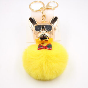 Yellow / Cool Dog fur ball keychain