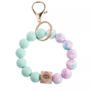 1 green Starry Sky silicone bead lobster bracelet keychain