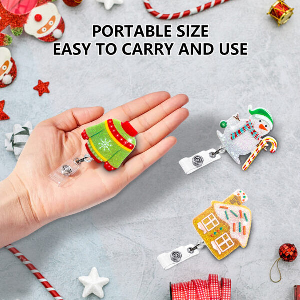 Wholesale Christmas Santa Claus Sparkling Pink Snowman Elk Flower Ring Acrylic Emblem Scroll Retractable Keychain