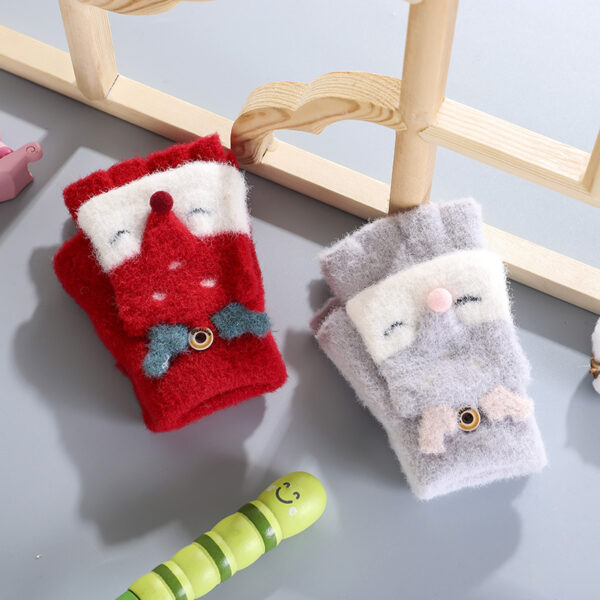 Wholesale Winter Children's Half-finger Flip Open Finger Half Warm Gloves