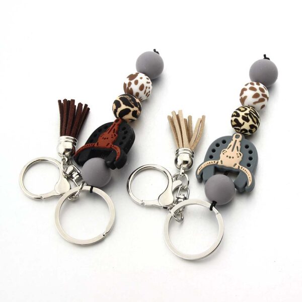 Wholesale Cartoon Bull Head Silicone Bead Keychain