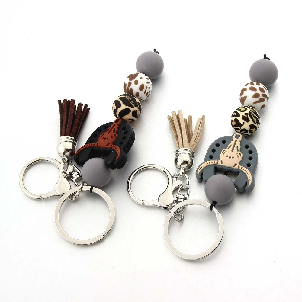 Wholesale Cartoon Bull Head Silicone Bead Keychain