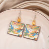 Wholesale Auspicious Three-dimensional Printed Geometric Square Acrylic Earrings