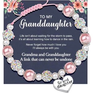 Pink Beads White Beads Diamond Ball granddaughter Pendant granddaughter Card