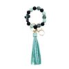 Wholesale Leopard Cross Silicone Beaded Tassel Wrist Keychain