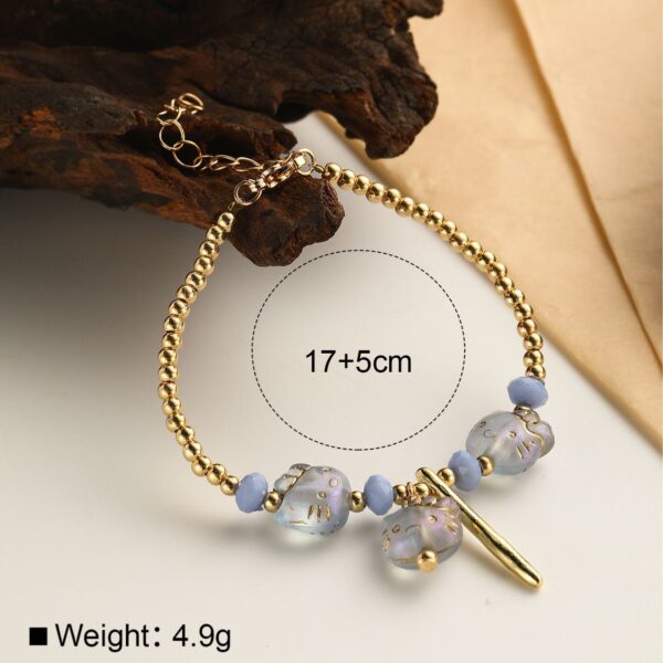 Wholesale Literary Retro Golden Colorful Glass Beaded Bracelet
