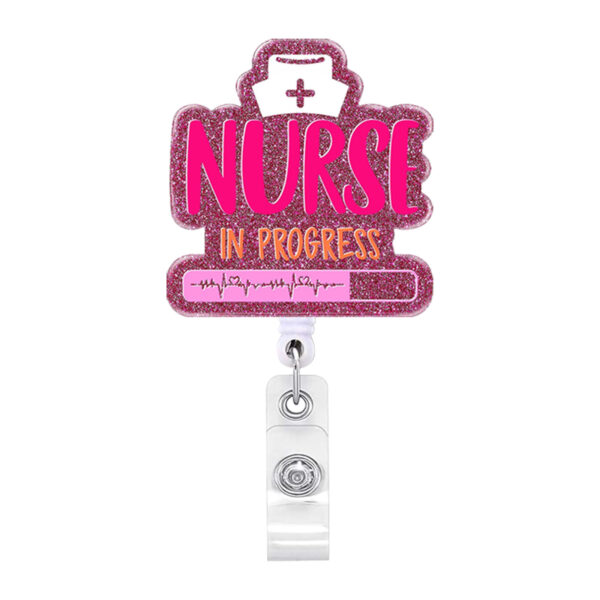 Wholesale Badge Reels Sparkling Powder Acrylic Nurse Retractable Keychain