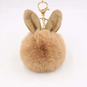 Khaki / Rabbit plush pendant keychain