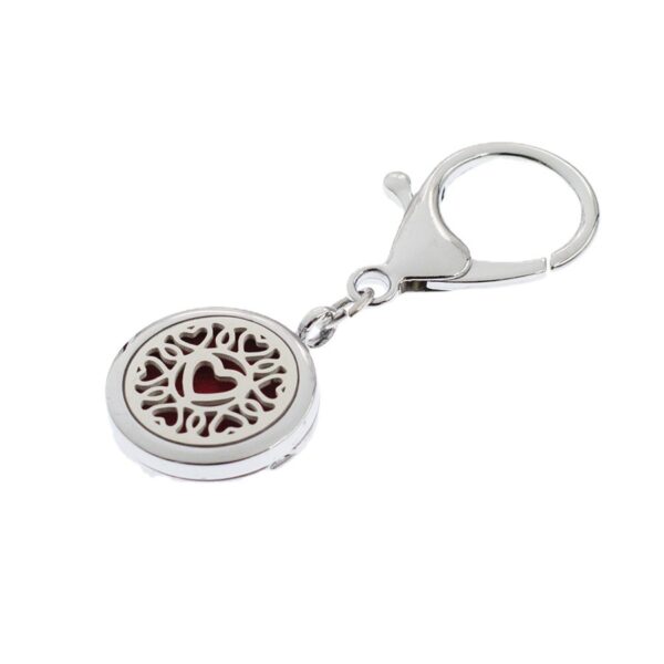 Wholesale 25MM Alloy Dog Paw Tree of Life Hollow Aromatherapy Essential Oil Keychain