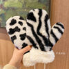Wholesale Warm Thickened Plush Zebra Print Cow Print Gloves