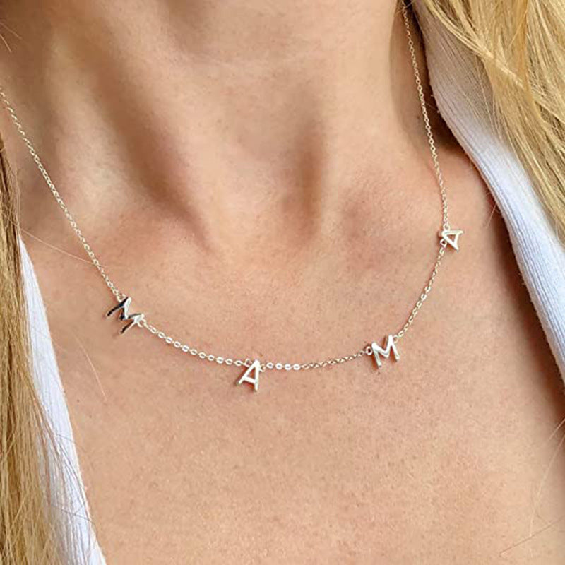 Wholesale Mother's Day Letter MAMA Gold Plated Copper Necklaces