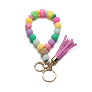 1 HBD colorful beaded Tassel Keychain