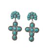 O1CN01eVODna1qyMeXD3BW8_2206372095564-0-cib Wholesale Western Style Vintage Cross Stitching Half Flower Inlaid Turquoise Earrings