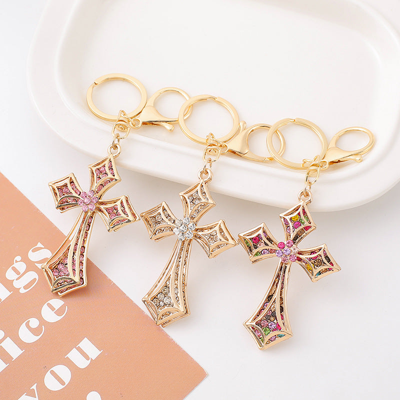 Wholesale Diamond Cross Zinc Alloy Keychain